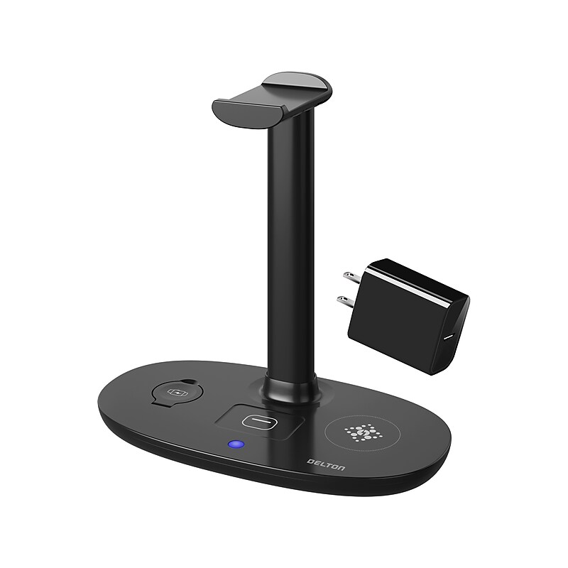 Delton HS1 Headset Stand and Wireless Charger with USB Type-C PD Adapter (DHSWC1) image 1