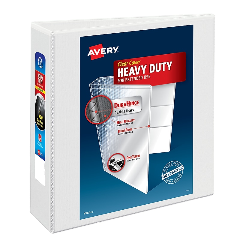 Avery Nonstick Heavy Duty 3" 3-Ring View Binders, Slant Ring, White (5604) image 1