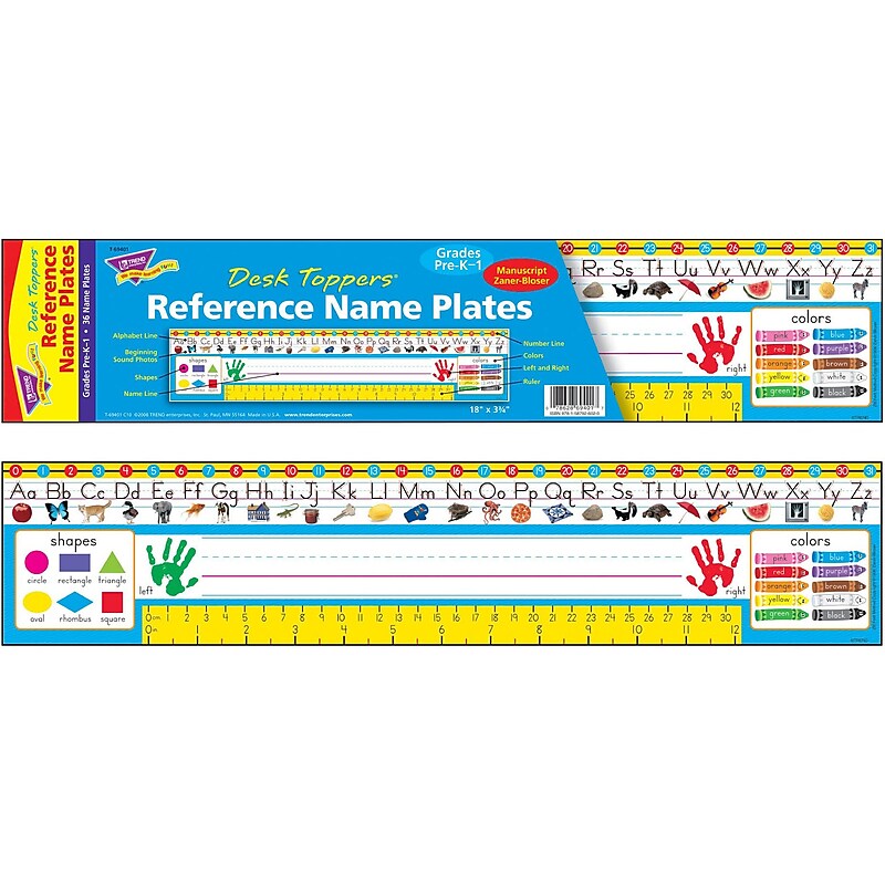 Trend Enterprises Zaner-Bloser Desk Toppers Reference Name Plates, 3.75" x 18", 36/Pack (T69401) image 1