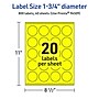 Avery Laser/Inkjet Round Multipurpose Labels, 1.75" Dia., Neon Yellow, 800/Pack (94509)~#|#~08BFC579-0543-45E5-9A15FB1BB54624AA_sc7