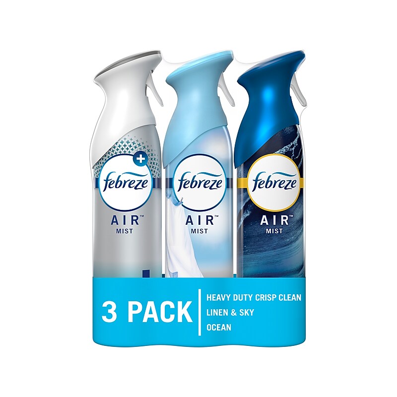 Febreze Air Freshener Aerosol, Crisp Clean, Linen & Sky, Ocean Scents, 8.8 oz., 3/Pack (10677) image 1