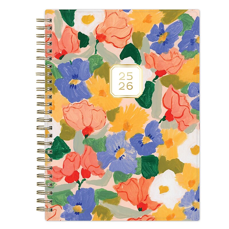2025-2026 Blue Sky Joyful Bouquet 5.875" x 8.625" Academic Year Weekly & Monthly Planner, Plastic Cover, Multicolored (151982) image 1
