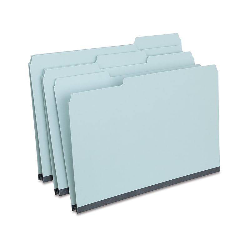 Staples 60% Recycled Heavyweight File Folders, 1/3-Cut Tab, Legal Size, Light Blue, 25/Box (ST621318) image 1