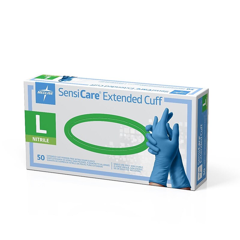 SensiCare Nitrile Exam Gloves 12" L, Large, Blue, 500/Pack (MDS1286) image 1