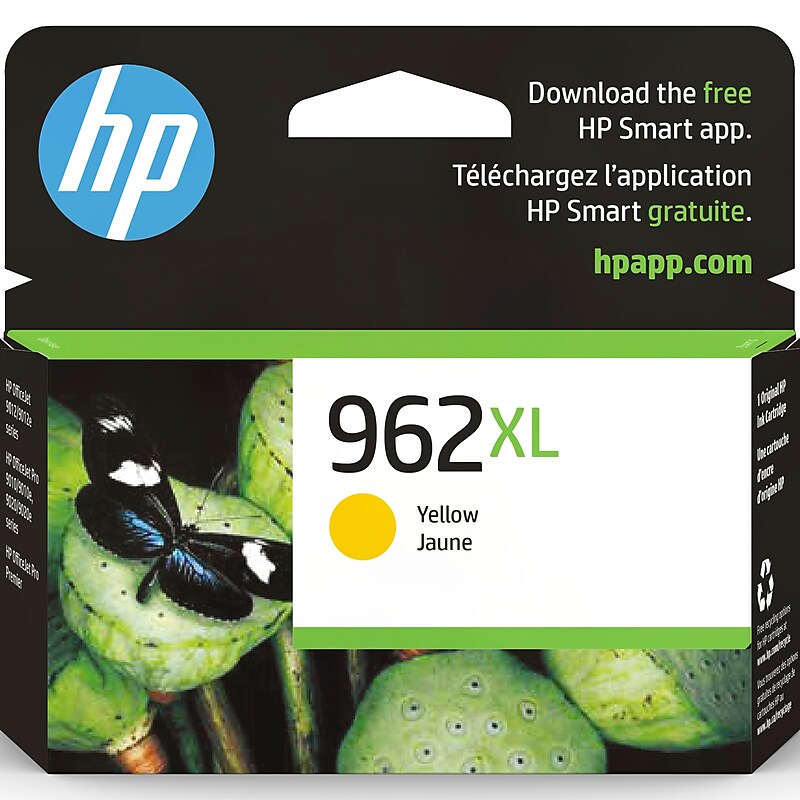 HP 962XL Yellow High Yield Ink Cartridge, Prints Up to 1,600 Pages (3JA02AN#140) image 1