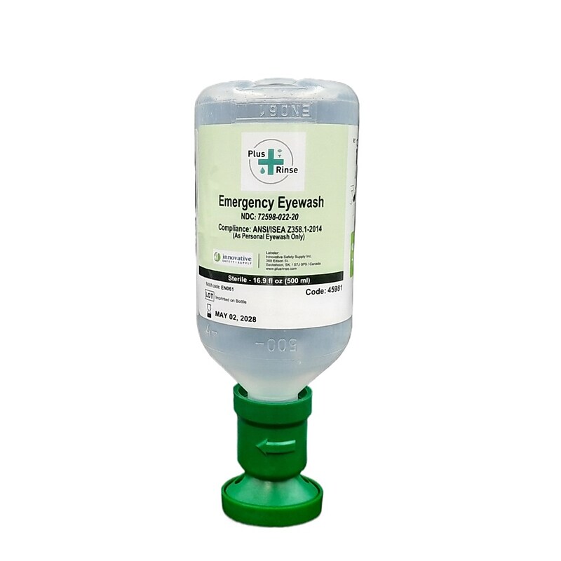 Plus Rinse Saline Eyewash Bottle Refill, 16.9 oz., 2/Pack (45981-2) image 1