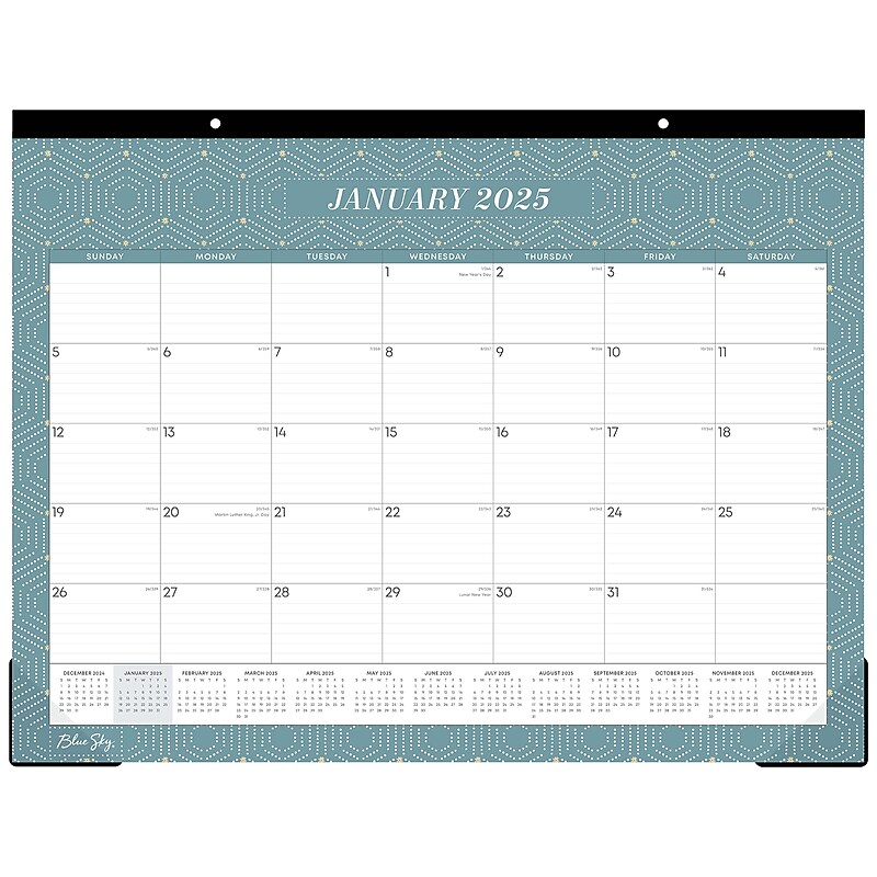2025 Blue Sky Maritza 22" x 17" Monthly Desk Pad Calendar, Blue/White (152261) image 1