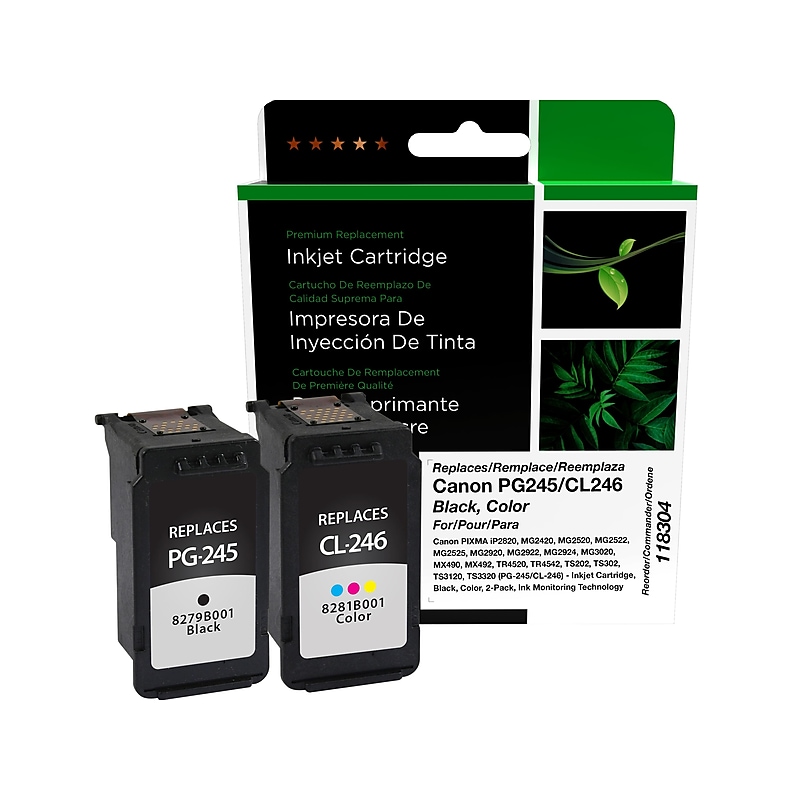 Clover Imaging Group Remanufactured Black/Tri-Color Standard Yield Ink Cartridge Replacements for Canon PG-245/CL-246, 2/Pack image 1
