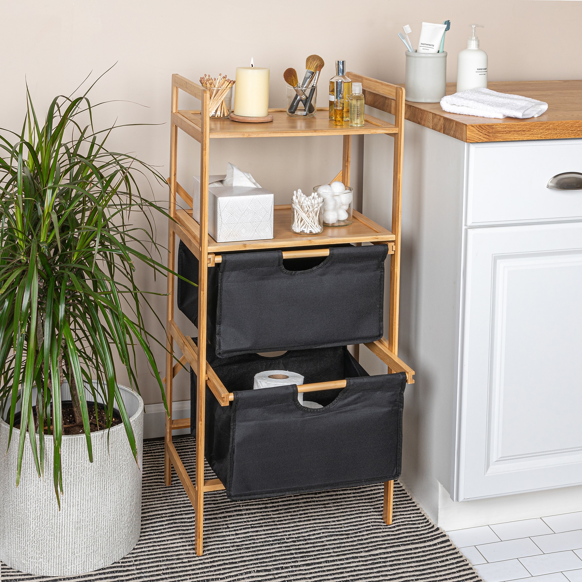 Household Essentials 3-Shelf Bamboo Stand Alone Storage Shelf , 37.8″ x 12.99″ x 17.32″, Tan (HE1171) Sansujyuku sansujyuku.com