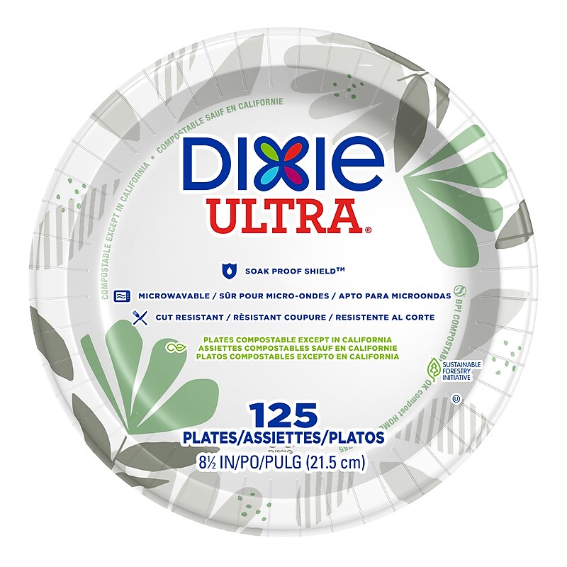 Dixie Ultra Pathways 8.5" Paper Plates, Multicolor, 125/Pack (SXP9PATH) image 1
