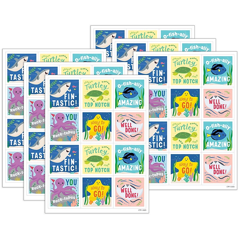 Creative Teaching Press Sea Friends Reward Stickers, Multicolored, 60/Pack, 6/Packs/Bundle (CTP11019-6) image 1