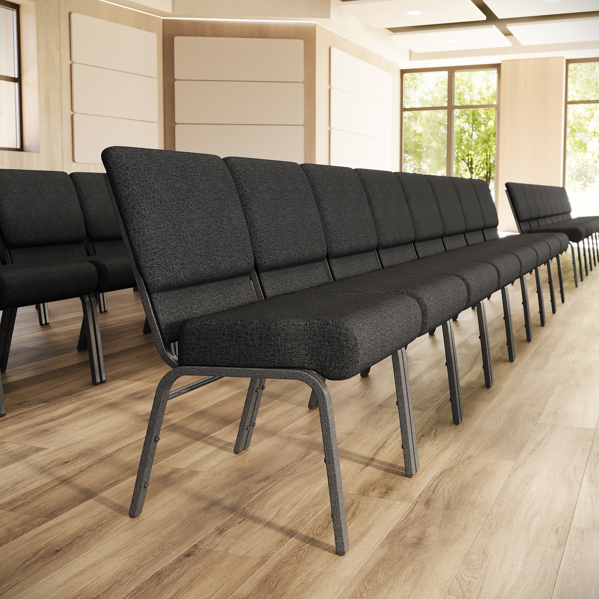 Flash Furniture HERCULES Series Fabric Church Stacking Chair, Dark Gray/Silver Vein Frame (FDCH02214SVDKGY) Sansujyuku sansujyuku.com