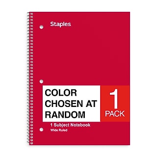 STAPLES 1‑Subject Notebook, 8” x 10.5”, Wide Ruled, 70 Sheets, Assorted Colors~#|#~09285033-EB67-464D-8326356CBDEAFD22_sc7