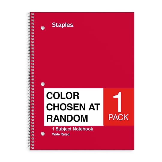 STAPLES 1‑Subject Notebook, 8” x 10.5”, Wide Ruled, 70 Sheets, Assorted Colors~#|#~09285033-EB67-464D-8326356CBDEAFD22_sc7