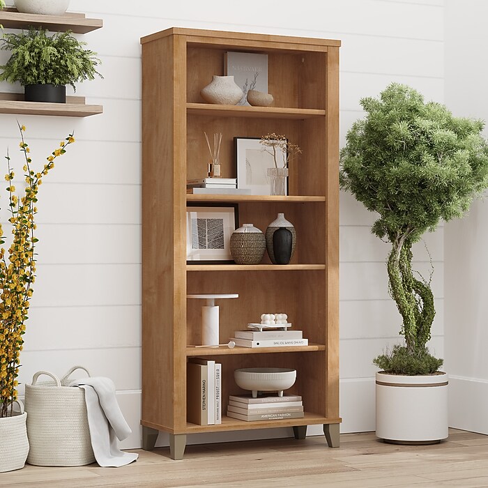 Bush Home Somerset Tall 5 Shelf Bookcase, Maple Cross (WC81465