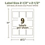 Avery EcoFriendly Laser/Inkjet Square Multipurpose Labels, 2-1/2" x 2-1/2", White, 225/Pack (94104)~#|#~09369DEA-F6AE-4A5D-98ACB5AE1134737F_sc7