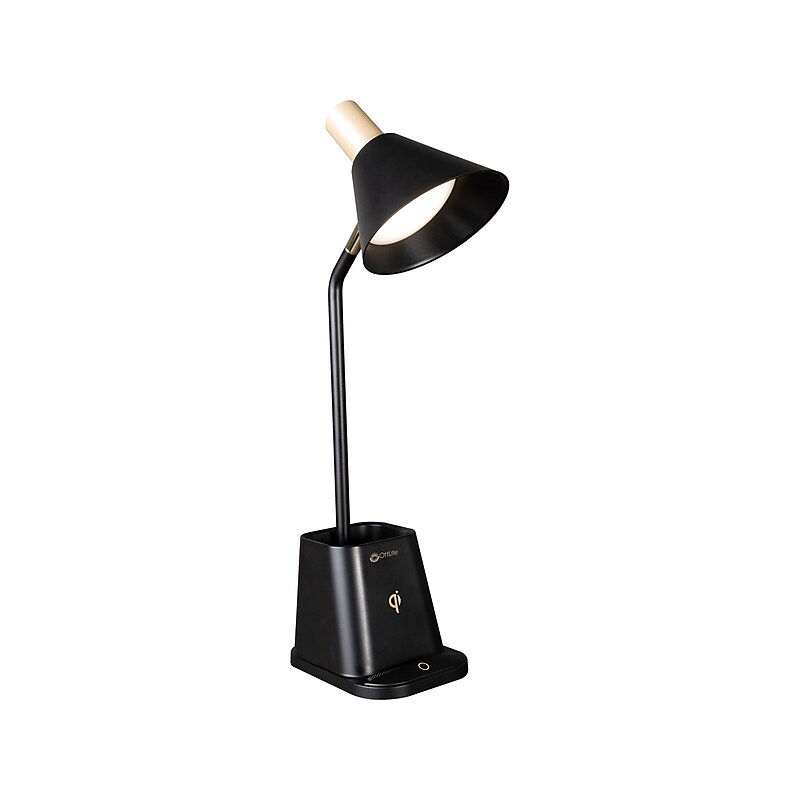 OttLite Wellness Series Merge LED Desk Lamp, 18.25", Matte Black/Gold (CS7QAK1W) image 1
