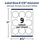 Avery Laser/Inkjet Round Multipurpose Labels, 2.5" Dia., Clear, 225 Labels/Pack (94502)~#|#~093DDE1C-FE7C-49D9-825B69CFD724EEFD_sc7