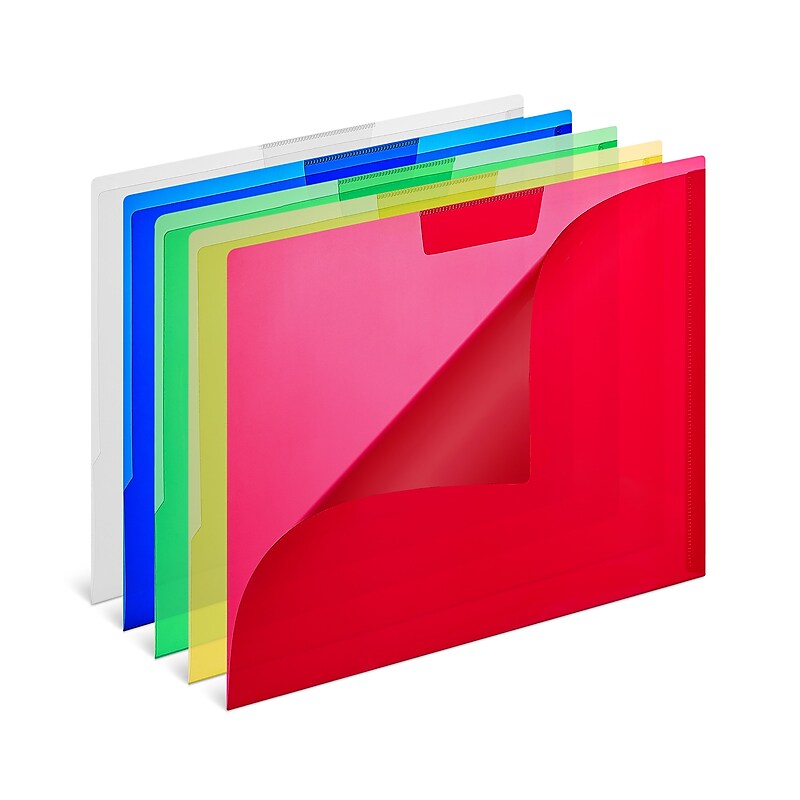 Staples Heavyweight Plastic File Jackets, Letter Size, Assorted Colors, 5/Pack (TR36053) image 1
