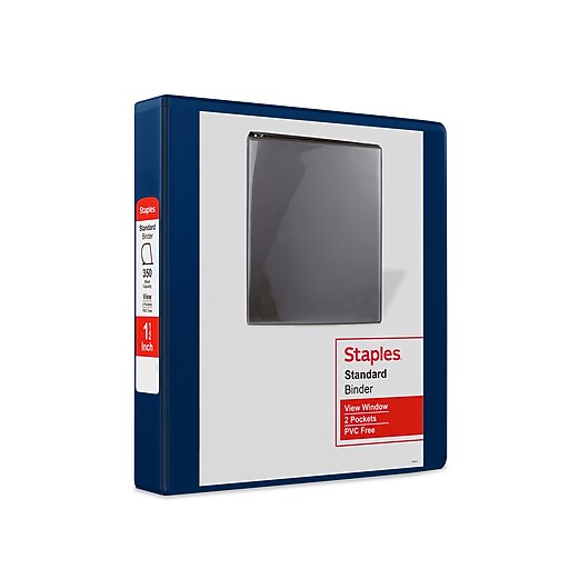 Staples 1 1/2" 3Ring View Binder, DRing, Navy Blue (26439CC) Staples