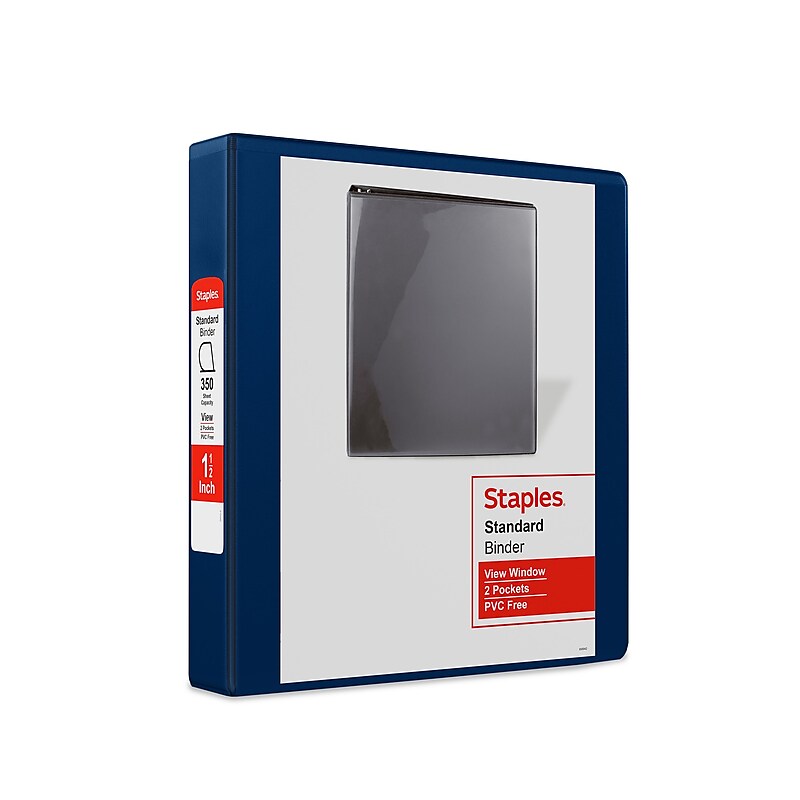 Staples 1 1/2" 3-Ring View Binder, D-Ring, Navy Blue (55419/26439) image 1