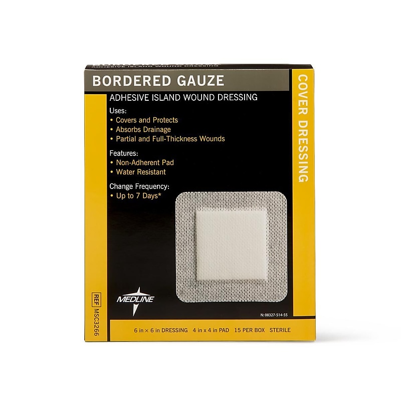 Medline Sterile Bordered Gauzes, 6" L x 6" W, 15/Box (MSC3266Z) image 1