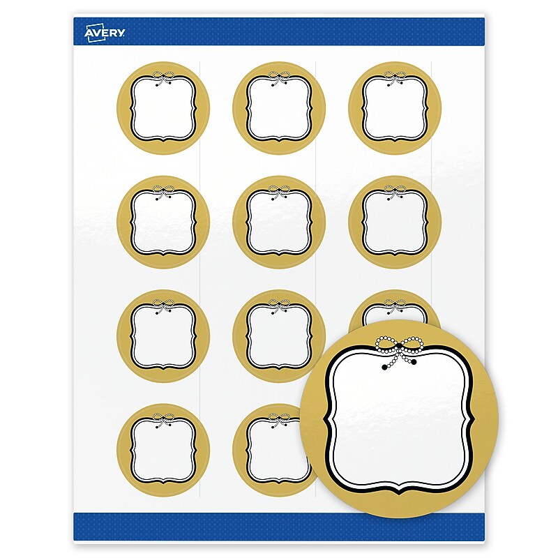 Avery Round Laser/Inkjet Multipurpose Labels, 2", White, 120/Pack (19479370974) image 1
