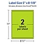Avery Printable Rectangle Multipurpose Labels, 5" x 8-1/8", Bright Green, 160/Box (94259)~#|#~094E8F05-E0CA-404E-808AC0D200C62324_sc7