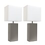 Elegant Designs Leather 21" LED Table Lamp, Gray, 2/Pack (LC2000-GRY-2PK)~#|#~0952C7BE-ED53-4A02-B606EC30E2EDF74E_sc7