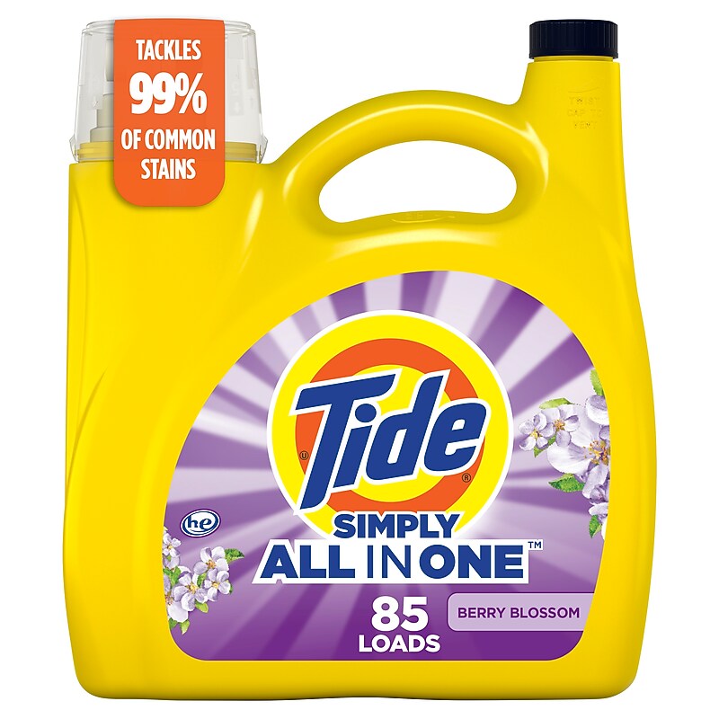Tide Simply Simply Liquid Laundry Detergent, Berry Blossom Scent, 85 Loads, 107 oz. (26838) image 1