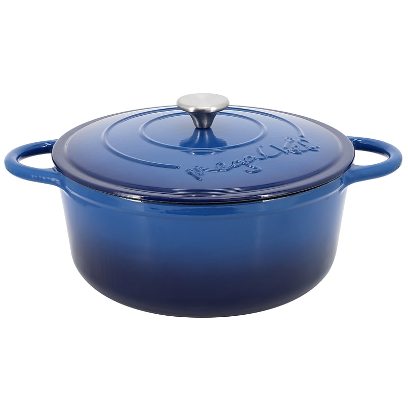 MegaChef Cast Iron 6.35 Qt. Dutch Oven, Dark Blue (935122262M) image 1