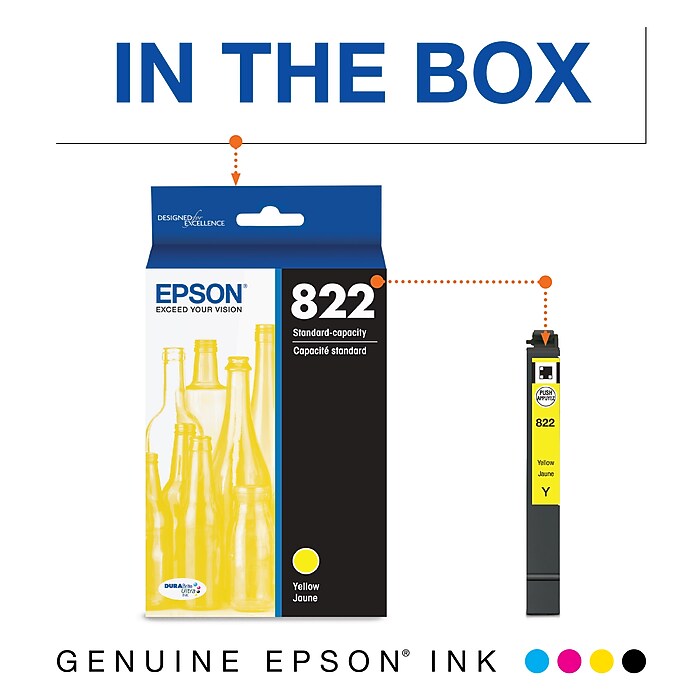 Epson T822 Yellow Standard Yield Ink Cartridge (T822420-S) | Staples