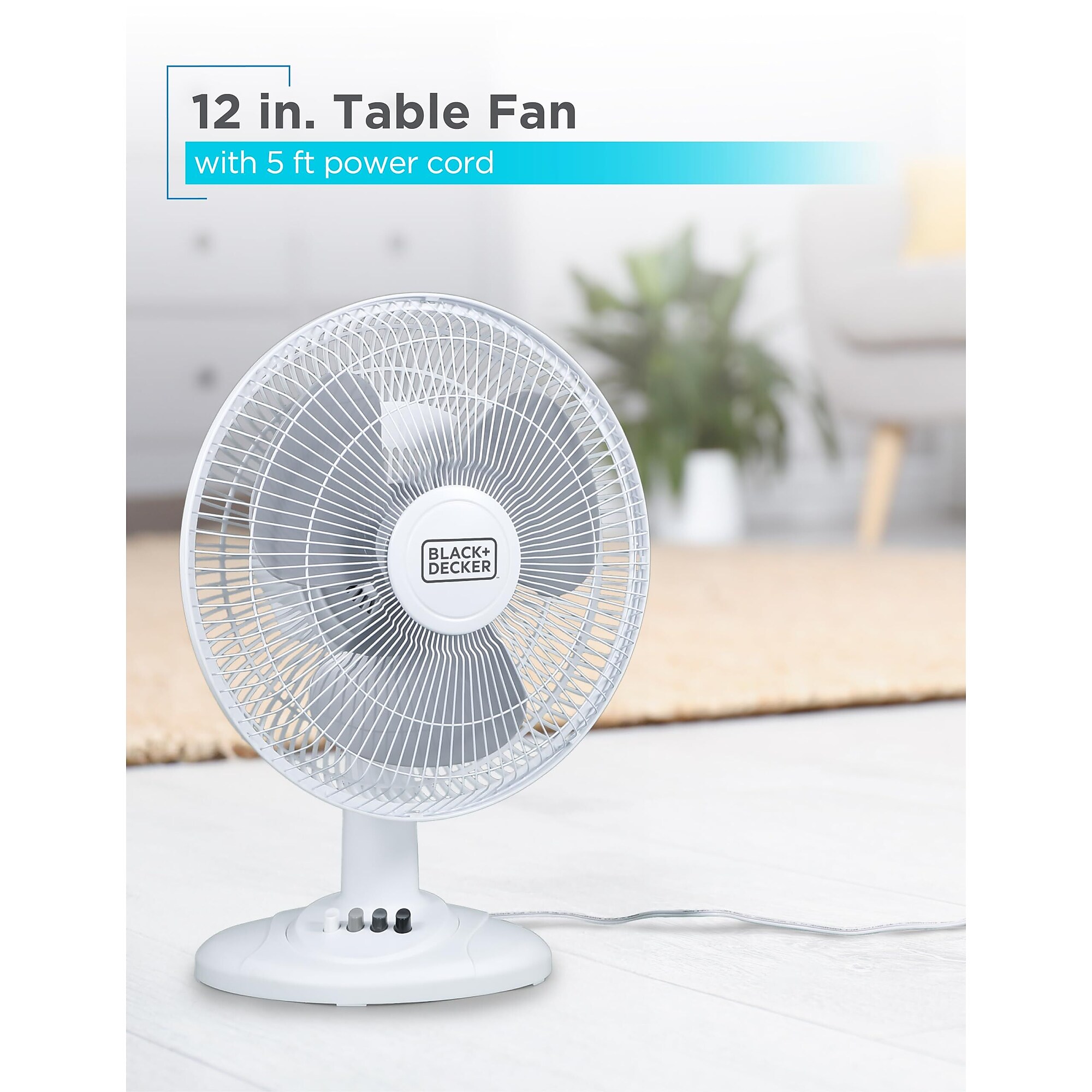 Black & Decker 12″ Oscillating Desk Fan, 3-Speed, White (BFDT12SW) Sansujyuku sansujyuku.com