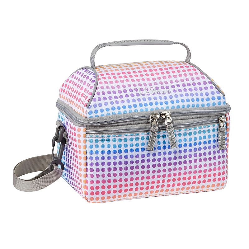 L.L.Bean Flip-Top Insulated Lunch Box, 3-Compartment, Rainbow Dots (1000135103) image 1