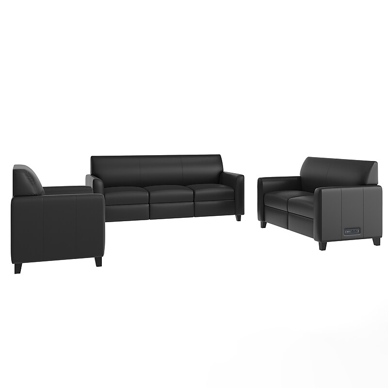 Flash Furniture Agent LeatherSoft Seating Set, Black, 3-Pieces (BT827USETBLK) image 1