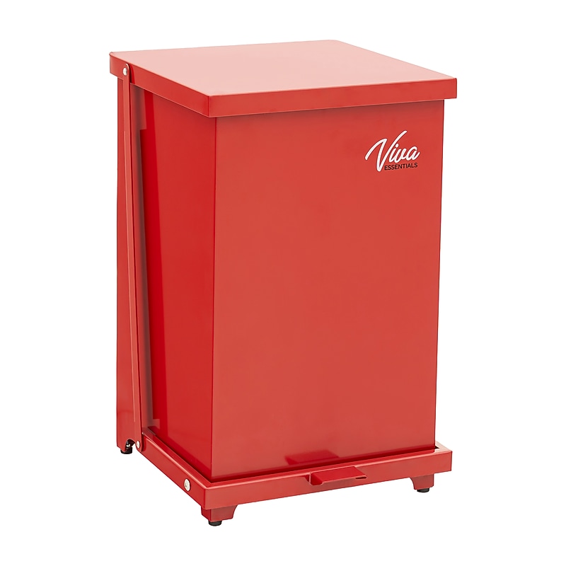 Viva Comfort Biohazard Steel Step-On Trash Can, 13 Gallon, Red (99213RMK) image 1