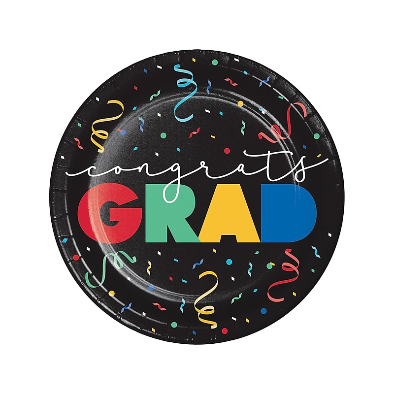 Creative Converting Cap Toss Graduation Plate, Multicolor, 24/Pack (DTC369877DPLT) image 1