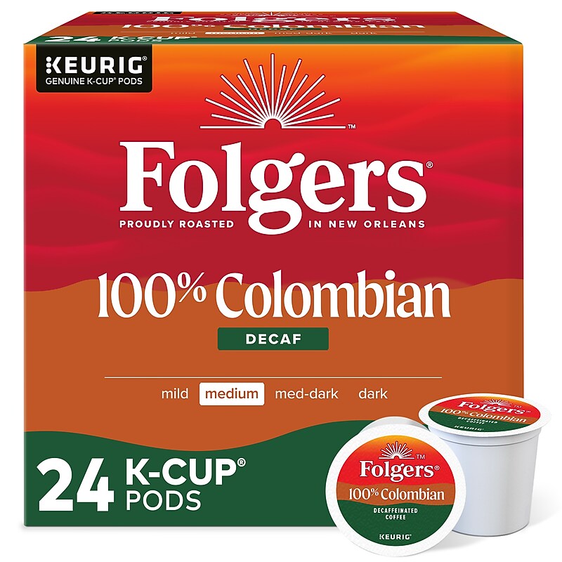 Folgers Colombian Decaf Coffee Keurig® K-Cup® Pods, Medium Roast, 24/Box (5000053359) image 1