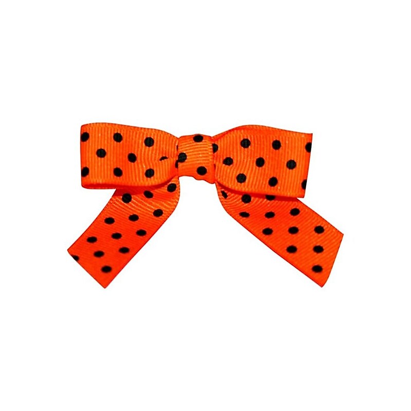 JAM Paper Grosgrain Bows, Orange with Black Polka Dots, 100/Pack (52640349336) image 1
