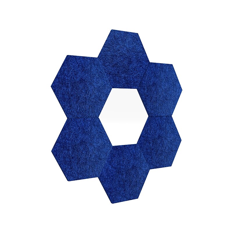 Luxor Reclaim Stick-On Decorative Acoustic Panels, 11"H x 9.5"W, Navy Blue PET, 6/Pack (RCLMHEX051) image 1