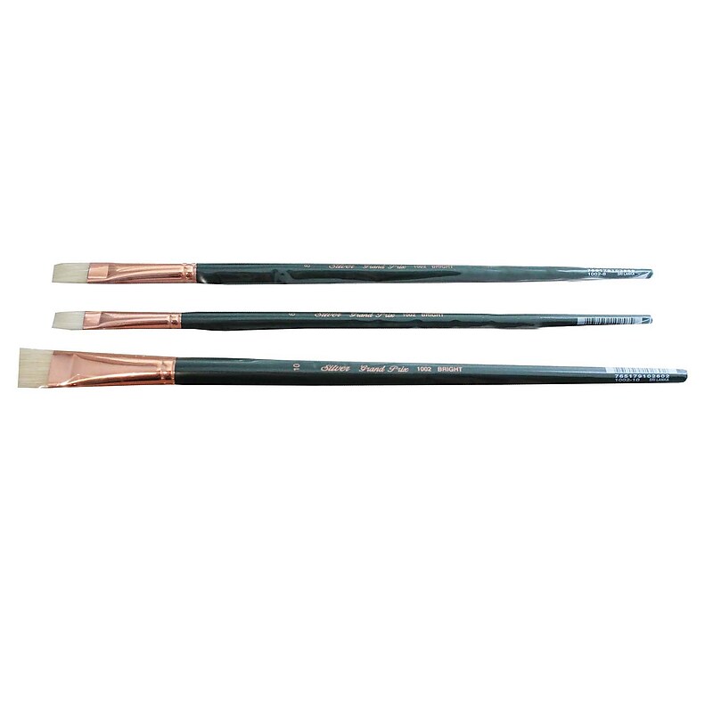 Silver Brush Natural Hog Bristle, Bright Brushes, 3/Pack (SLVGP1074) image 1