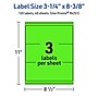 Avery Laser/Inkjet Multipurpose Rectangle Labels, 3-1/4" x 8-3/8", Neon Green, 120/Pack (94251)~#|#~099E91AD-B674-465E-9EDD423FF10D175B_sc7