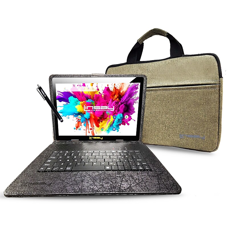 Linsay Octa Core 10.1" Tablet, 4GB RAM, 128GB Storage, Android 13, Bundled with Oracle Keyboard Case, Briefcase and Stylus Pen image 1
