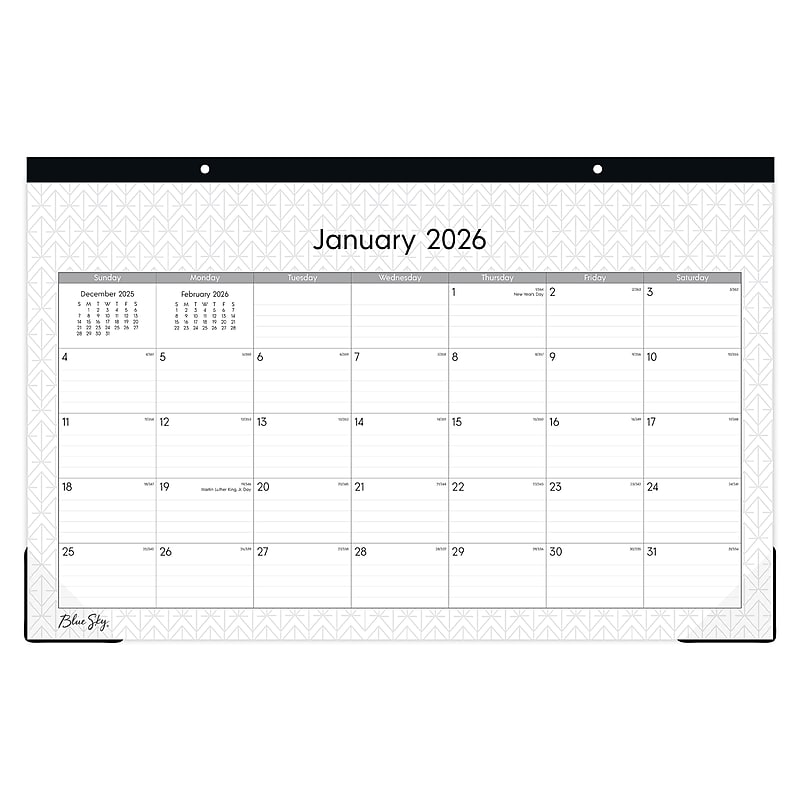 2026 Blue Sky Enterprise 17" x 11" Monthly Desk Calendar, Black/White (111293-26) image 1