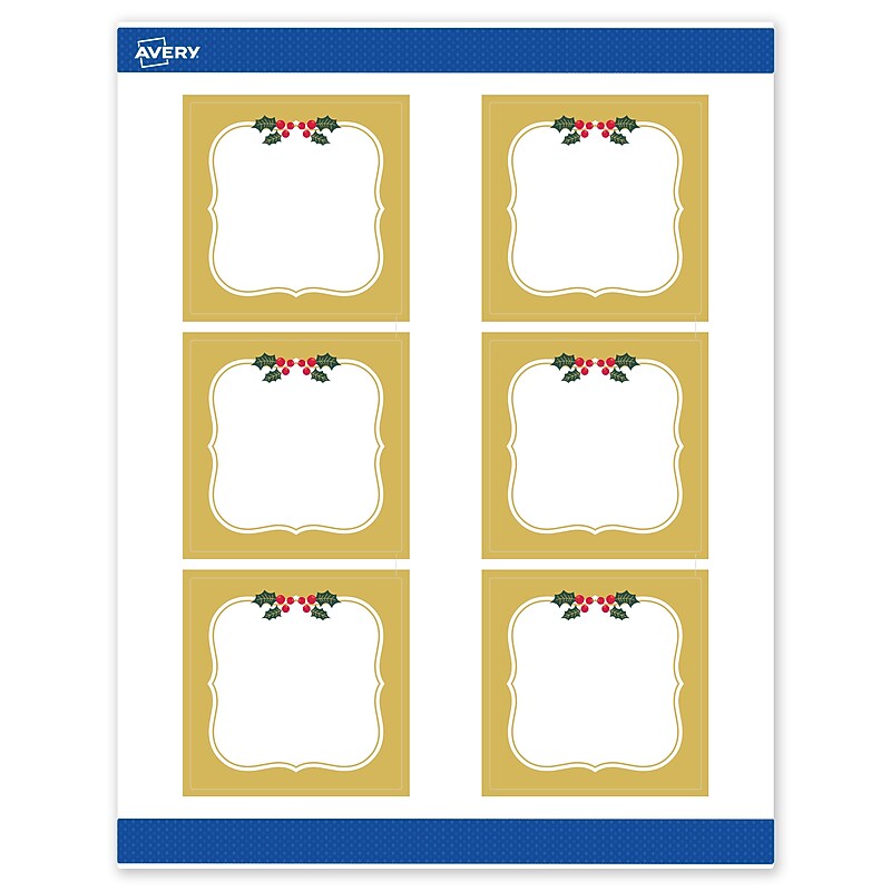 Avery Square Multipurpose Labels, 3" x 3", White, 60/Pack (19479370465) image 1