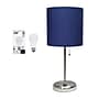 Creekwood Home Oslo 19.5" LED Table Lamp with USB Port, Brushed Steel/Navy Blue Shade (CWT-2012-NV-LB)~#|#~09BB9960-CD83-40A0-8EF1BA8A9D19E05B_sc7