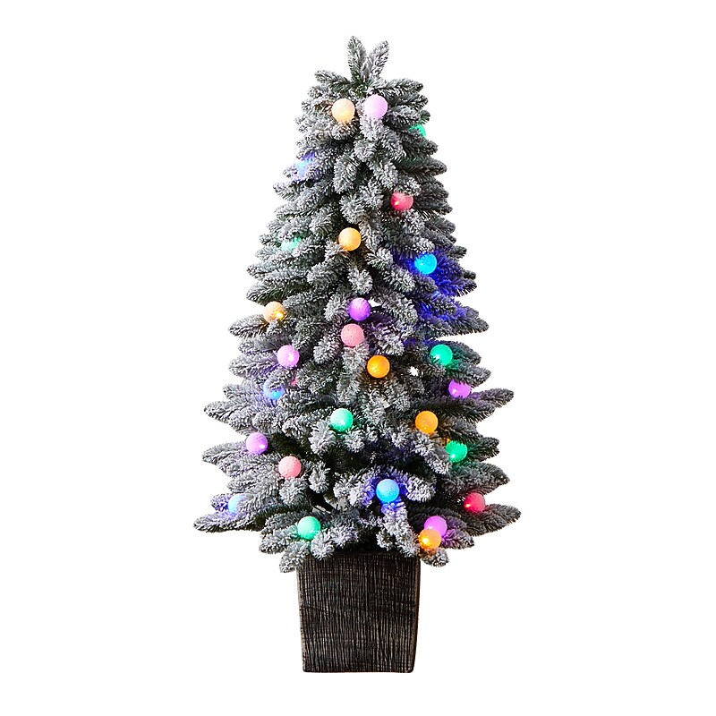 Nearly Natural 4-ft. Winter Flocked Pre-Lit Artificial Christmas Tree, 40 Lights (T3035) image 1