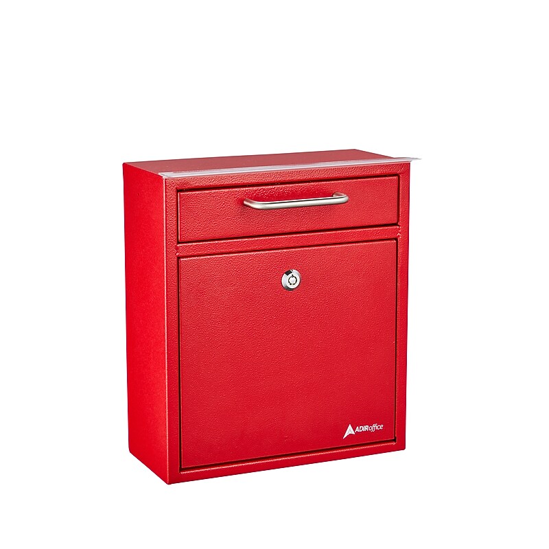 AdirOffice Steel Indoor/Outdoor Interoffice Drop Box Mailbox, Medium, Red (631-05-RED-PKG) image 1