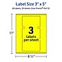 Avery Laser/Inkjet Multipurpose Rectangle Labels, 3" x 5", Neon Yellow, 60/Pack (94213)~#|#~09EAC619-CF7F-498E-81429659658B2160_sc7