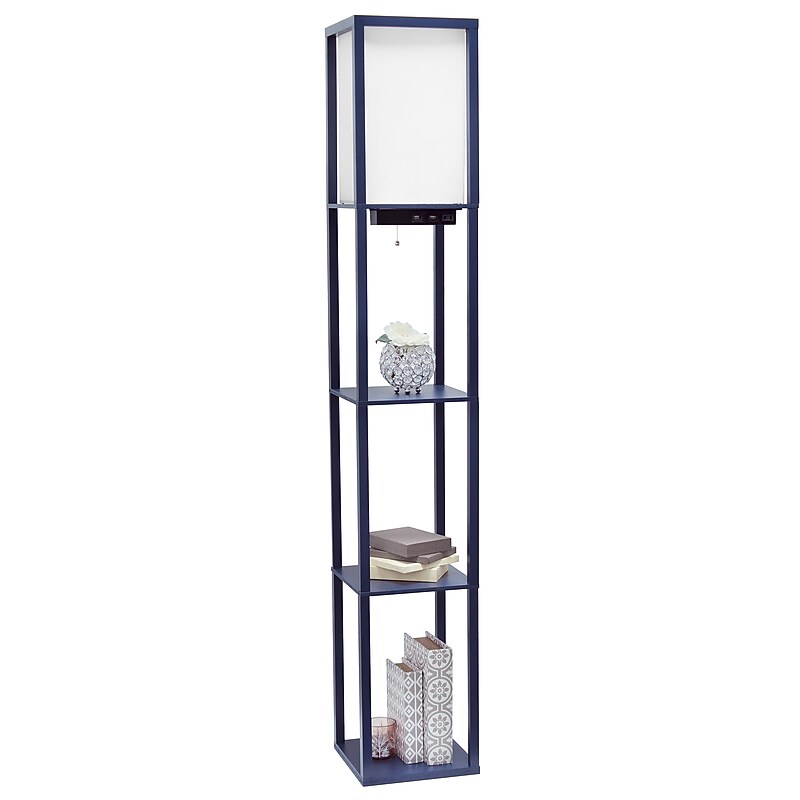 Simple Designs Etagere Organizer 62.5" Floor Lamp with Rectangular Shade, Navy Blue (LF1037-NAV-CCLB) image 1